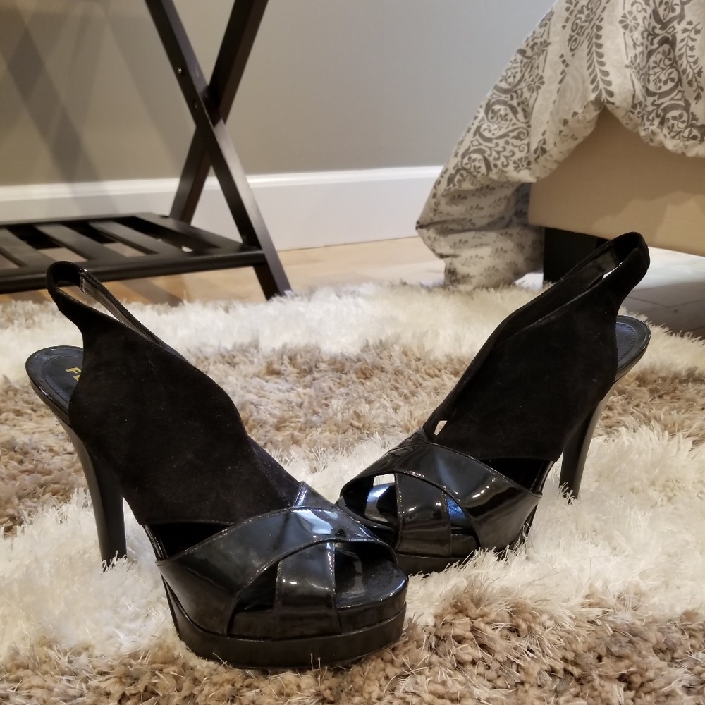 Fendi Cindy Patent & Velvet Slingback Pumps